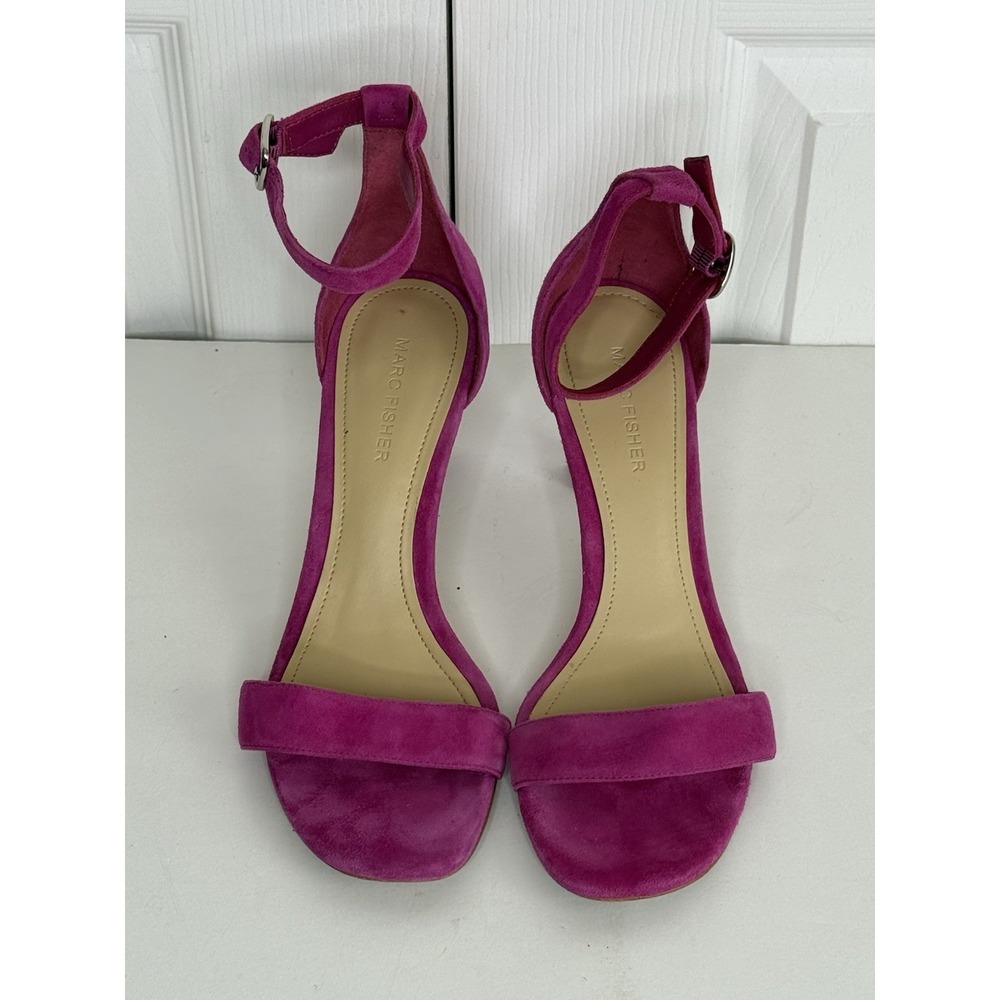 Marc Fisher Heels Fuchsia Pink Suede Open-Toe Sandals Stiletto Heel Sz 9 - Picture 3 of 9
